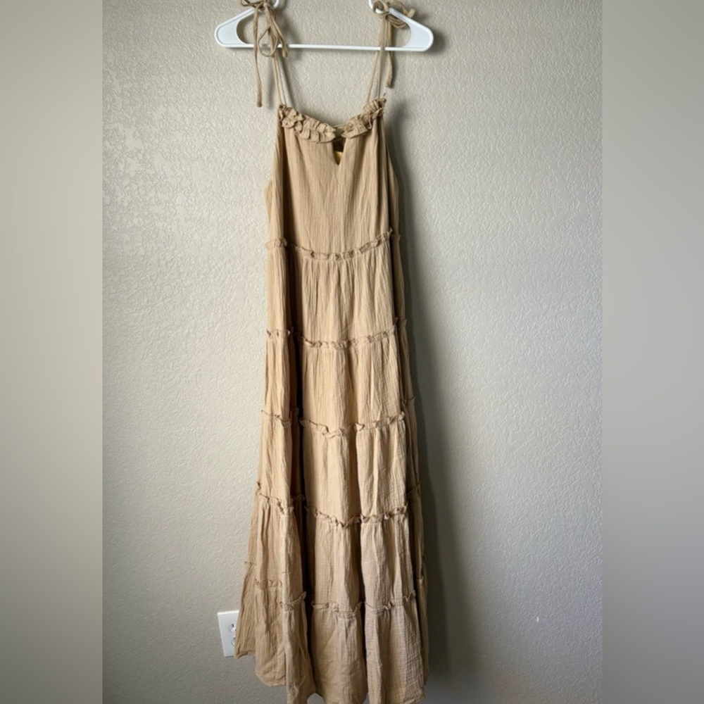 Charlie Holiday Señorita Tiered Tan Maxi Dress | 4